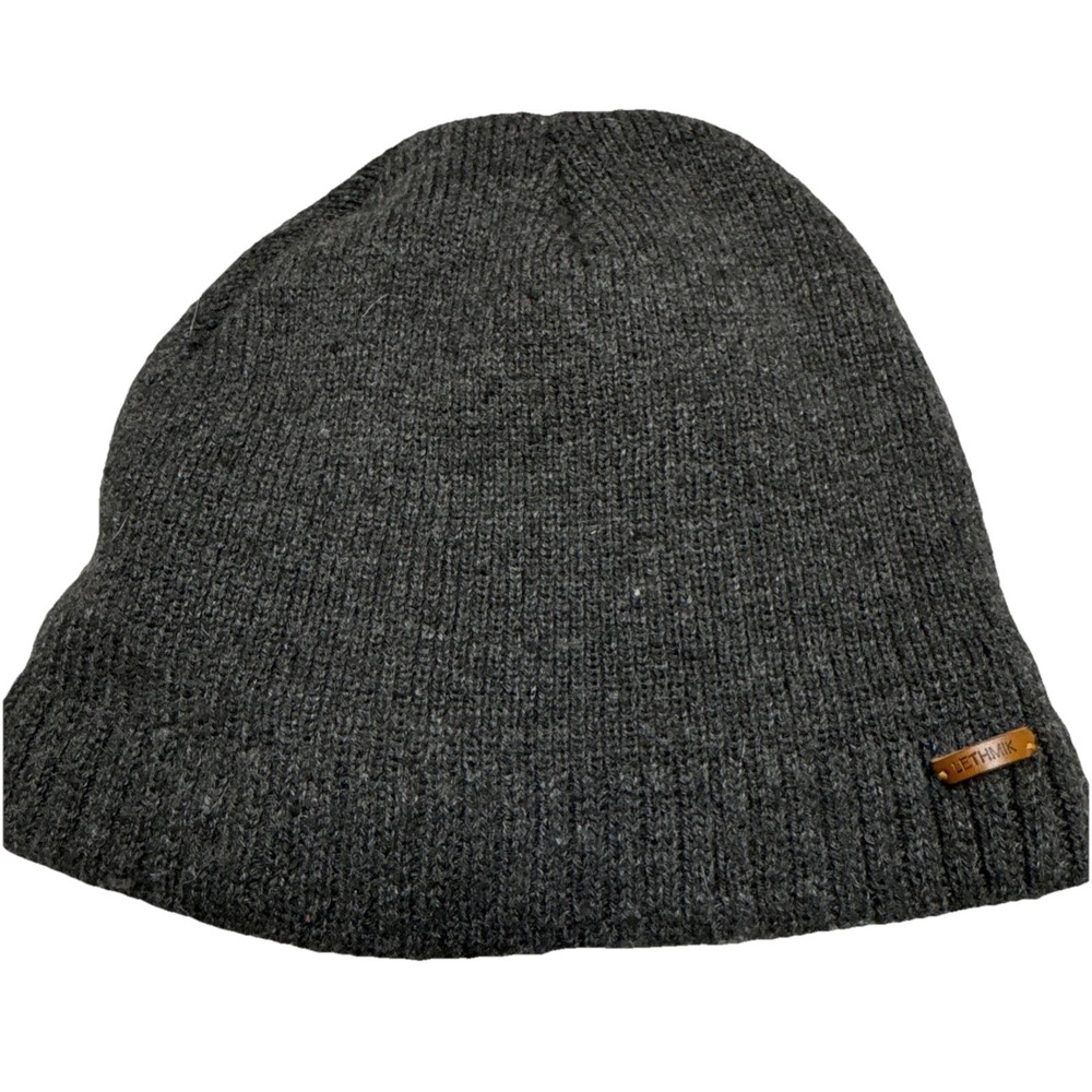 LETHMIK Knit Beanie Hat Charcoal Gray Marl‎ Ribbed Cuff Winter Skull Cap Mens